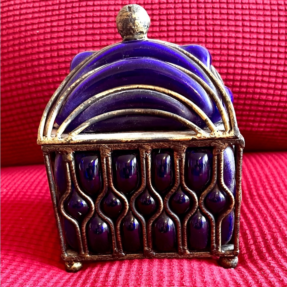 Vintage Cobalt Blue Trinket Box